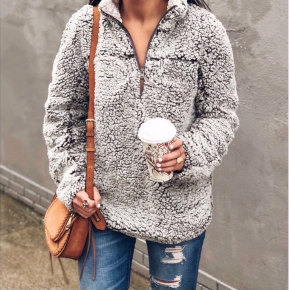 Thread and Supply Wubby Sherpa 1/4 zip pullover from Anthropologie